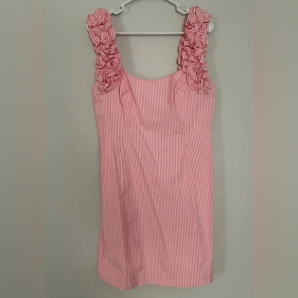 Lilly Pulitzer Devina Lined Mini Dress Pink Cosmo Stripe Seersucker, Size 10 - Picture 2 of 5
